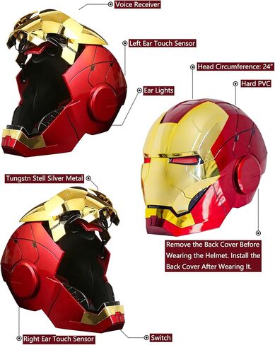 Iron MK5 Helmet Wearable Cosplay Voice Control Electronic Open/Close LED Eyes Mask 1:1 Hero Model Touch Sensor Gold in Saudi Arabia