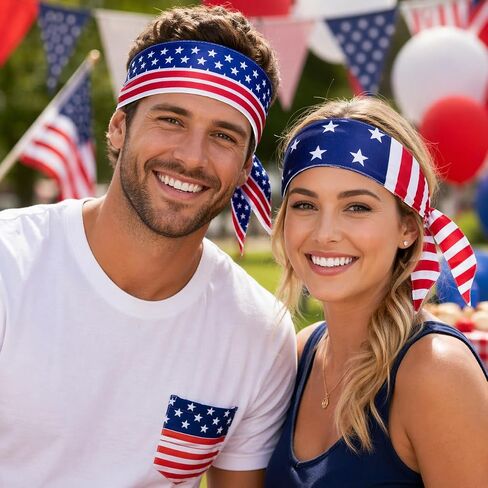 2PCS American Flag Bandana Headbands USA Patriotic Headband for Men Women Perfect Match 4th of July Shirts Outfits in Kuwait