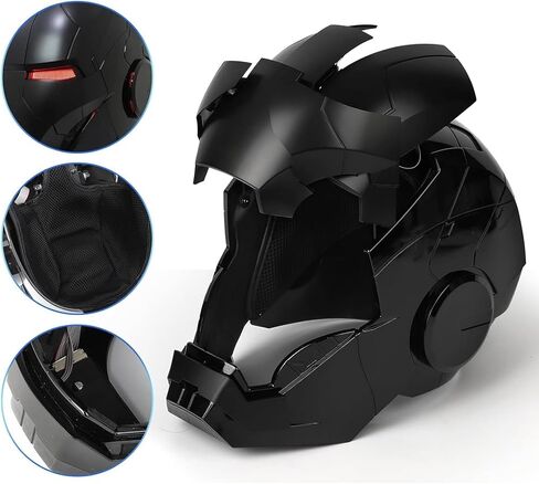 Iron MK5 Helmet Wearable Cosplay Voice Control Electronic Open/Close LED Eyes Mask 1:1 Hero Model Touch Sensor Black in Saudi Arabia