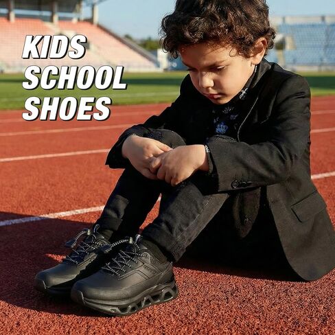 Kids Boys Black School Shoes Oxford Uniform Dress Slip Resistant Athletic Sneaker(Little/Big Kids) in Saudi Arabia