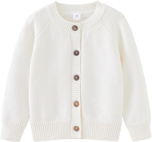 Vivobiniya Unisex Teen Long Sleeve Knit Cardigan Kid boy and Girls Fall/Winter Sweater Classic Round Neck 100% Cotton in Saudi Arabia