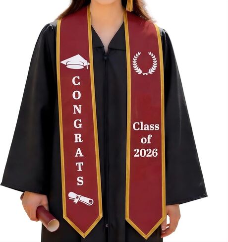 V-DECORPARKS Graduation Stole 2026, 72" Polyester Sash Class of 2026 Gifts for Men Women, Estolas para Graduacion Decorations in Saudi Arabia