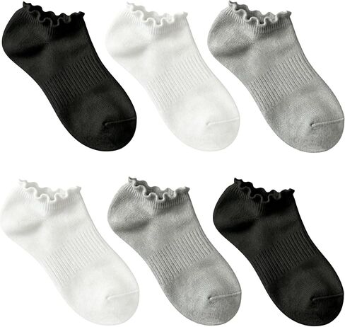 6 Pairs No Show Socks for Women Ruffle Socks Low Cut Socks Cute Ankle Frilly Short Cotton Socks in Saudi Arabia