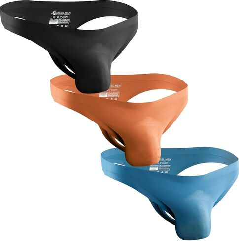 Real Men Brushed Nylon Seamless Thongs - ABCD Custom Pouch Size - Waist XS-5XL in Kuwait