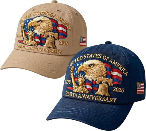 2-Pack 250th Anniversary USA Hat Eagle Embroidery Patriotic Baseball Cap1776-2026 Adjustable Hat for Men&Women(Navy Blue+Red) in Saudi Arabia