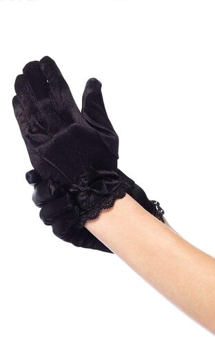 Leg Avenue Children's Satin Gloves, Medium, Black in Kuwait