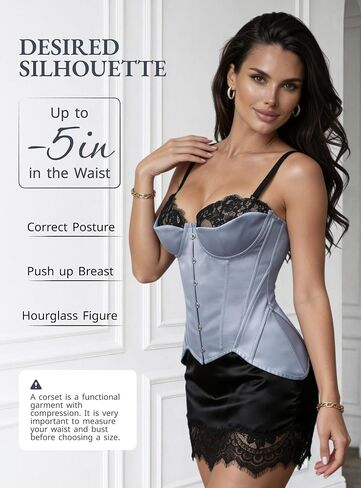 WS Waist Secrets Perfect Overbust Satin Corset Top Lingerie for Women, 18 Boned Bustier with Adjustable Lace Up Back in Saudi Arabia