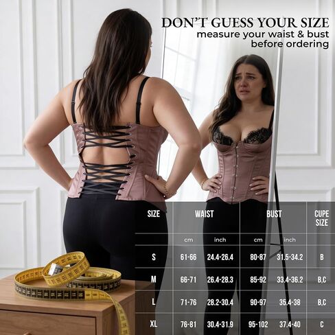 WS Waist Secrets Perfect Overbust Satin Corset Top Lingerie for Women, 18 Boned Bustier with Adjustable Lace Up Back in Saudi Arabia