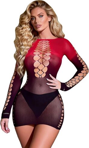 Women's Sexy Sheer Mesh Bodysuit - Stretchy See-Through Teddy Lingerie for Valentine's & Honeymoon in Saudi Arabia