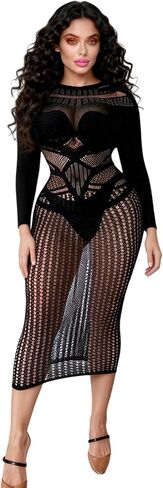 Women's Sexy Sheer Mesh Bodysuit - Stretchy See-Through Teddy Lingerie for Valentine's & Honeymoon in Kuwait