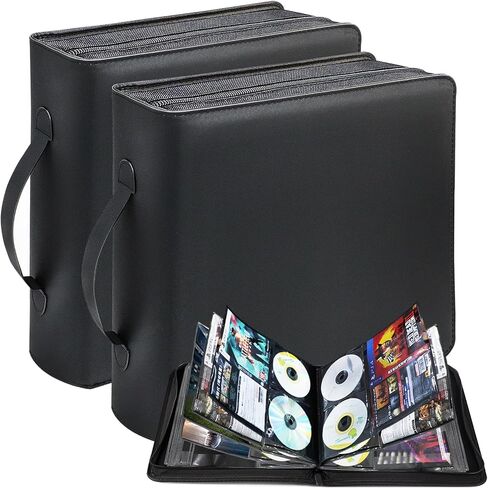 CD/DVD Storage Binder, Blu-ray Storage Binder Capacity 200 Disks and 100 Booklet Pockets, Perfect Media Storage Case with Handle for Video Games, Movies, Musics, at Home or Car in Saudi Arabia