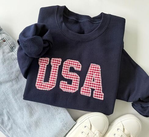 USA Sweatshirt, Women's 4th of July Crewneck, Navy Independence Day Sweater, Memorial Day Pullover in Saudi Arabia