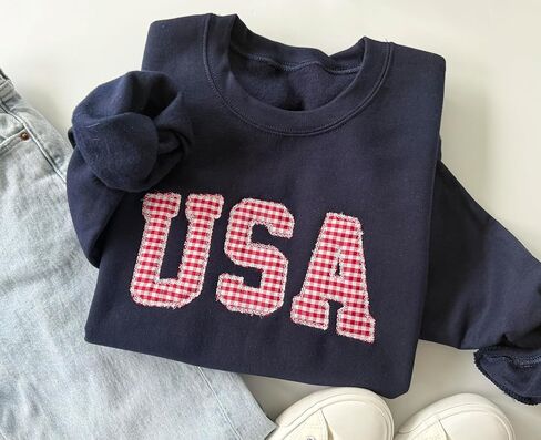 USA Sweatshirt, Women's 4th of July Crewneck, Navy Independence Day Sweater, Memorial Day Pullover in Saudi Arabia