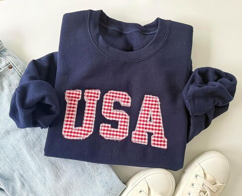 USA Sweatshirt, Women's 4th of July Crewneck, Navy Independence Day Sweater, Memorial Day Pullover in Saudi Arabia