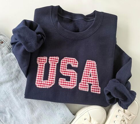 USA Sweatshirt, Women's 4th of July Crewneck, Navy Independence Day Sweater, Memorial Day Pullover in Saudi Arabia