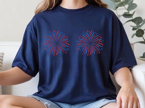 Funny Matching 4th of July Couples Sweatshirt, Just Here for the Fireworks Shirt, USA Flag Adult Humor Gift for Sarcastic Patriotic Couple Multi Color in Kuwait