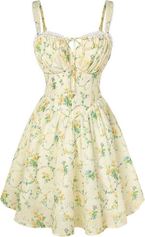 Scarlet Darkness Floral Corset Dress Sundresses for Women 2026 Summer Mini Graduation Dress in Kuwait