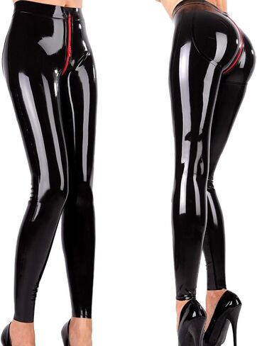 Latex Rubber Leggings for Women Handmade,Latex Pants with Zipper Around The Crotch Theme Party Carnival Costume in Kuwait