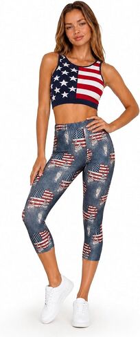 sissycos Women's Artistic Splash Printed Cropped Capri Leggings Buttery Soft Tights 21" in Saudi Arabia