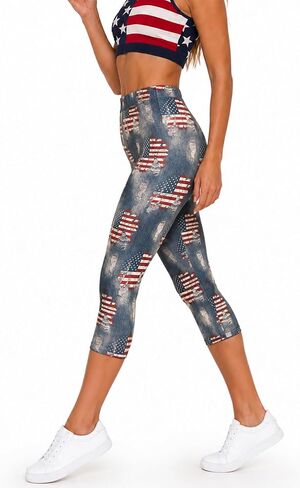 sissycos Women's Artistic Splash Printed Cropped Capri Leggings Buttery Soft Tights 21" in Saudi Arabia