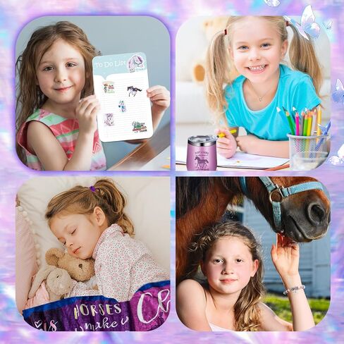 Horse Stuff for Girls Women, Gifts for Horse Lovers, Cowgirl Gift Set with Blanket and 3D Night Light, Equestrian Jewelry Decor Accessories for Birthday Christmas in Saudi Arabia