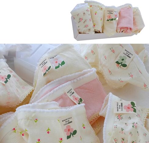 Women’s Cute Panties 5 Pack, Floral Tulip Bow Soft Breathable Cotton Inner Kawaii Mid-Rise Underwear Briefs for Girls in Saudi Arabia