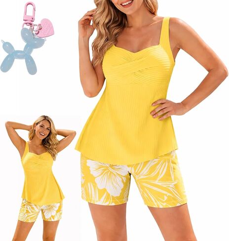 Modest Two Piece Swimsuit for Women with Boy Shorts, Tummy Control Printed Swimwear for Beach Pool in Saudi Arabia