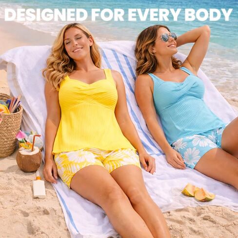 Modest Two Piece Swimsuit for Women with Boy Shorts, Tummy Control Printed Swimwear for Beach Pool in Saudi Arabia