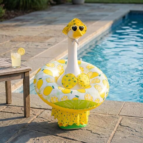 MASU&FHWE Porch Goose Outfits Yellow Lemon Bikini Summer Goose Clothes with Hat Swimsuit Floatie Sunglasses Set for Lawn, Yard, Garden,Porch Goose Decor in Kuwait
