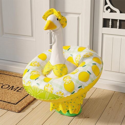 MASU&FHWE Porch Goose Outfits Yellow Lemon Bikini Summer Goose Clothes with Hat Swimsuit Floatie Sunglasses Set for Lawn, Yard, Garden,Porch Goose Decor in Kuwait