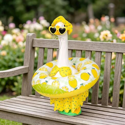 MASU&FHWE Porch Goose Outfits Yellow Lemon Bikini Summer Goose Clothes with Hat Swimsuit Floatie Sunglasses Set for Lawn, Yard, Garden,Porch Goose Decor in Kuwait