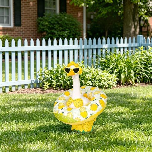 MASU&FHWE Porch Goose Outfits Yellow Lemon Bikini Summer Goose Clothes with Hat Swimsuit Floatie Sunglasses Set for Lawn, Yard, Garden,Porch Goose Decor in Kuwait