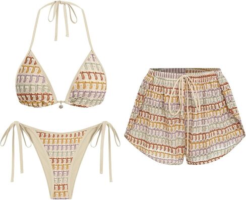 ZAFUL Womens 3 Piece Bikini Set with Shorts Cute Vacation Swimsuits for Beach Cruise Bathing Suits 2026 in Kuwait