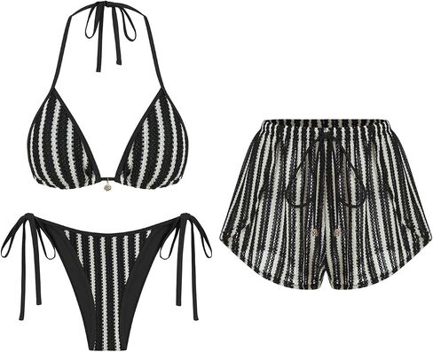 ZAFUL Womens 3 Piece Bikini Set with Shorts Cute Vacation Swimsuits for Beach Cruise Bathing Suits 2026 in Kuwait