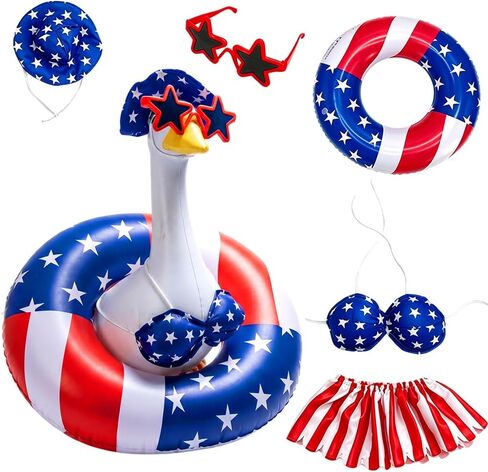 4th of July Porch Goose Outfits, Hawaiian Porch Goose Summer Outfit, 23 inch Bikini Goose Clothes for Memorial Day in Saudi Arabia