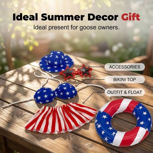 4th of July Porch Goose Outfits, Hawaiian Porch Goose Summer Outfit, 23 inch Bikini Goose Clothes for Memorial Day in Saudi Arabia