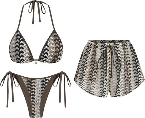 ZAFUL Womens 3 Piece Bikini Set with Shorts Cute Vacation Swimsuits for Beach Cruise Bathing Suits 2026 in Kuwait