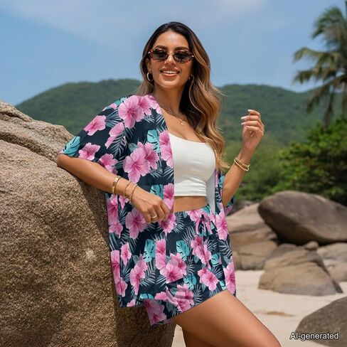 Matching Hawaiian Outfits for Couples Beach Sets Women 2 Piece Outfits Vacation Sets Men Shirt for Luau Party in Saudi Arabia