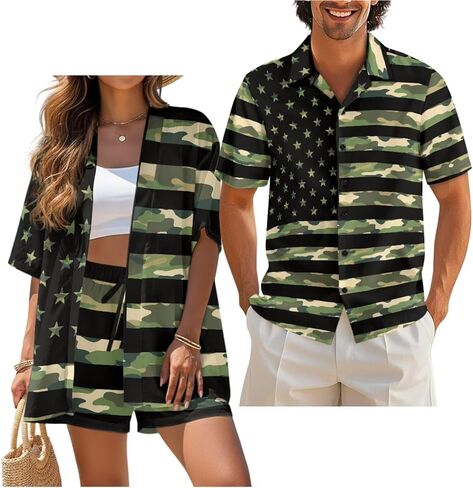 Matching Hawaiian Outfits for Couples Beach Sets Women 2 Piece Outfits Vacation Sets Men Shirt for Luau Party in Saudi Arabia