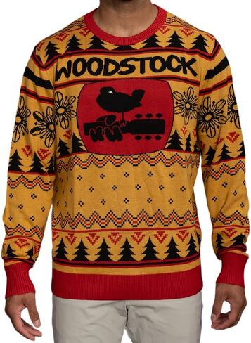 Woodstock Music and Art Officially Licensed Festive Knitted Ugly Christmas Sweater by Life Clothing in Saudi Arabia