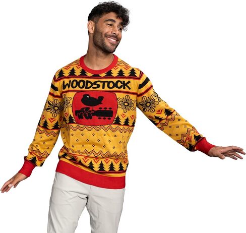 Woodstock Music and Art Officially Licensed Festive Knitted Ugly Christmas Sweater by Life Clothing in Saudi Arabia
