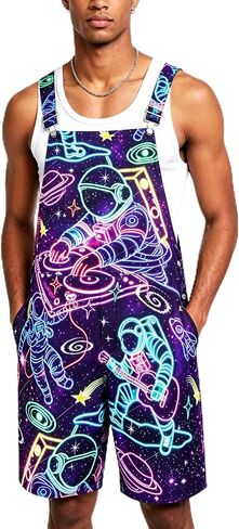 Mens Adjustable Straps Overalls Casual Shorts Romper Workout Jumpsuit in Saudi Arabia