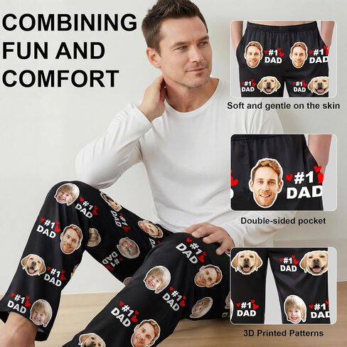 Easycosy هدايا عيد الأب الشخصية للأب بيجامة مضحكة مجموعة وجه Pj هدايا مخصصة للأب الأول الجديد والابن والزوج in Kuwait