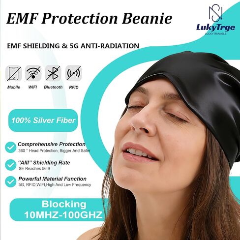 Faraday Hat,EMF Protection Sleeping Cap,Silver Fabric Bonnet for Sleeping,EMF Hat Blocks 99% of WiFi,Bluetooth,Cell Towers,5G 4G Shielding in Saudi Arabia