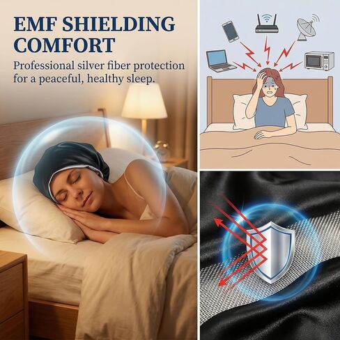 Faraday Hat,EMF Protection Sleeping Cap,Silver Fabric Bonnet for Sleeping,EMF Hat Blocks 99% of WiFi,Bluetooth,Cell Towers,5G 4G Shielding in Saudi Arabia