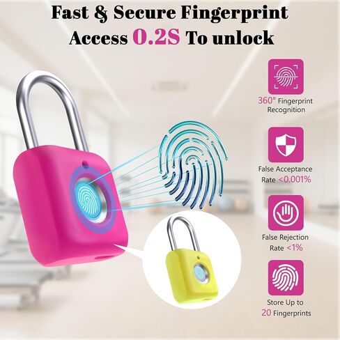 UMIKSMART Biometric Fingerprint Padlock with Silicone Cover, Smart Keyless USB Rechargeable Security Lock for Gym Locker, Gate, Fence, Cabinet in Saudi Arabia
