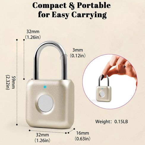 UMIKSMART Biometric Fingerprint Padlock with Silicone Cover, Smart Keyless USB Rechargeable Security Lock for Gym Locker, Gate, Fence, Cabinet in Saudi Arabia