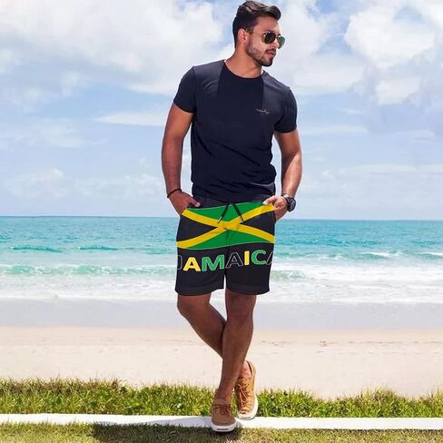 CUTEDWARF Men's Board Shorts Jamaican Flag Swim Trunks Summer Beach Shorts in Saudi Arabia