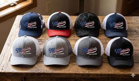 Trenz Shirt Company Men's Patriotic USA Flag Filled 'Merica Beer Logo 250 Years Embroidered Mesh Back Trucker Hat in Kuwait