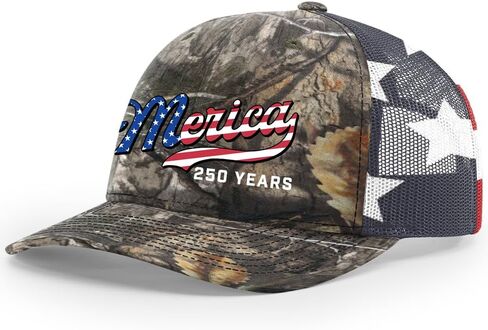 Trenz Shirt Company Men's Patriotic USA Flag Filled 'Merica Beer Logo 250 Years Embroidered Mesh Back Trucker Hat in Kuwait
